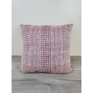 At Home Squares Arrows Raised Knit Throw Pillow Red White , Solid Back‎ 15 x 15